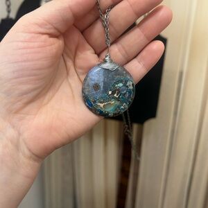 Multi-shade handmade blue yin/yang Pendant Necklace